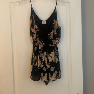 Black floral romper